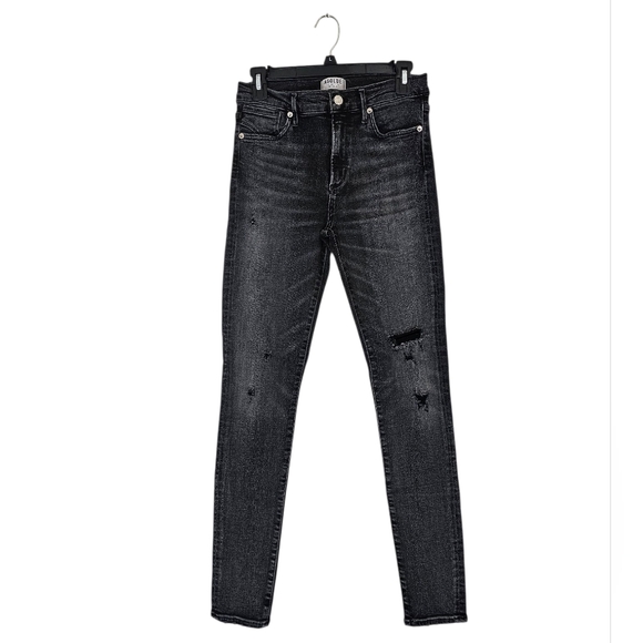 Agolde Sophie Black Distressed Black Gray Skinny Ankle Jeans 27 Preowned - Picture 1 of 9